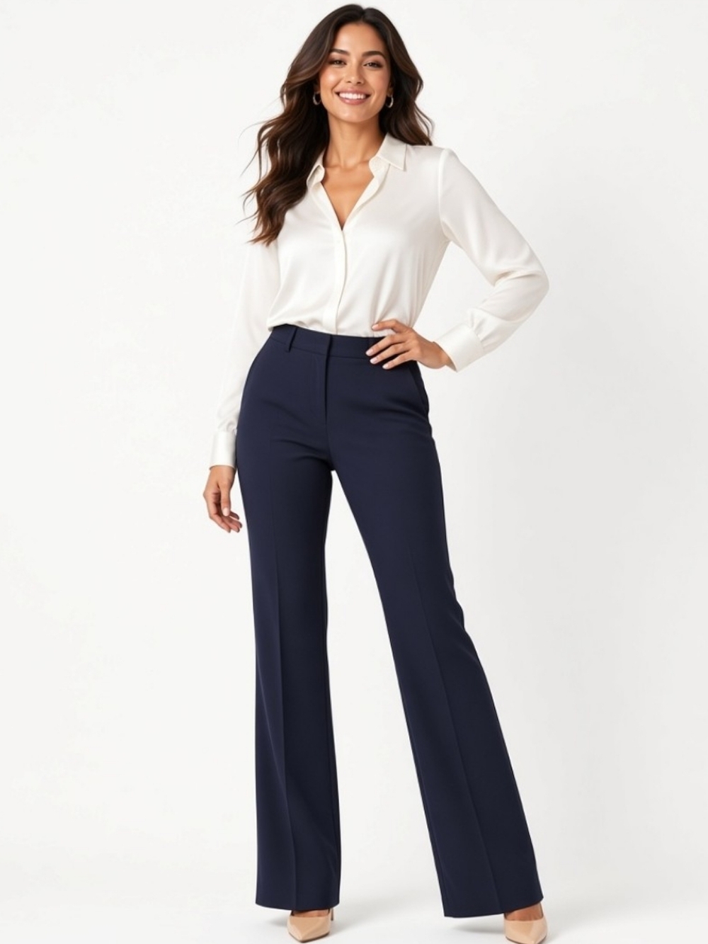 Worthington Curvy Fit Wide Leg Pants Wide Leg Pants in Blue Size 8
